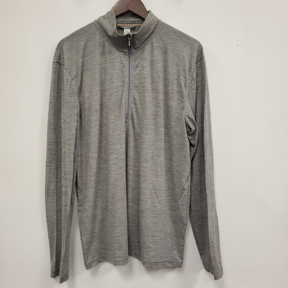 Smartwool Mens 1/4 Zip Merino Wool Thermal Base Layer Shirt Size XL Gray Striped